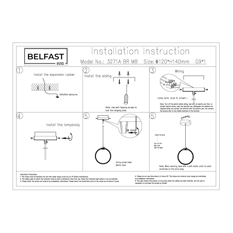Подвесной светильник Belfast Ravenhill 3271A BR MB Латунь / Камень Подвесной светильник Belfast Ravenhill 3271A BR MB Латунь / Камень