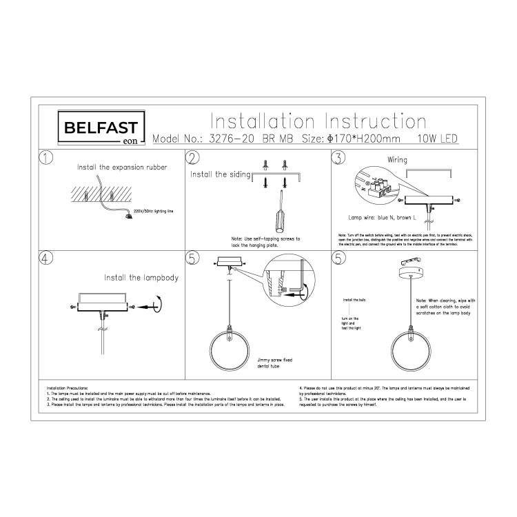 Подвесной светильник Belfast Ravenhill 3276-20 BR MB Латунь / Камень Подвесной светильник Belfast Ravenhill 3276-20 BR MB Латунь / Камень