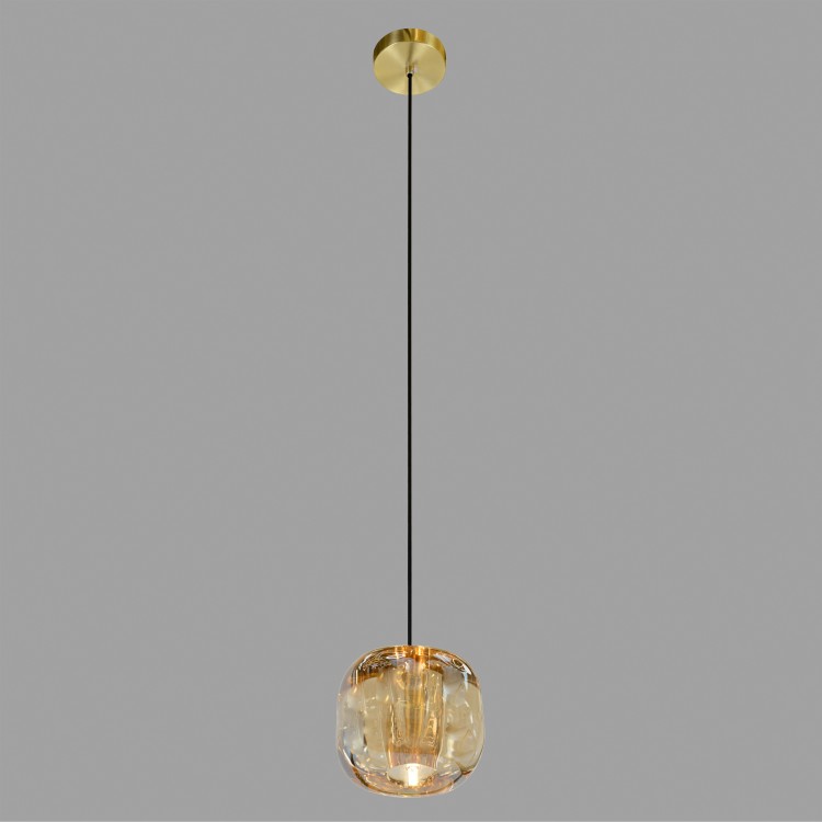 Подвесной светильник Belfast Pansy 6214-1 BR CA Латунь / Стекло / Янтарный Подвесной светильник Belfast Pansy 6214-1 BR CA Латунь / Стекло / Янтарный