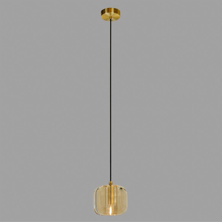 Подвесной светильник Belfast Pansy 6214-1 BR CA Латунь / Стекло / Янтарный Подвесной светильник Belfast Pansy 6214-1 BR CA Латунь / Стекло / Янтарный