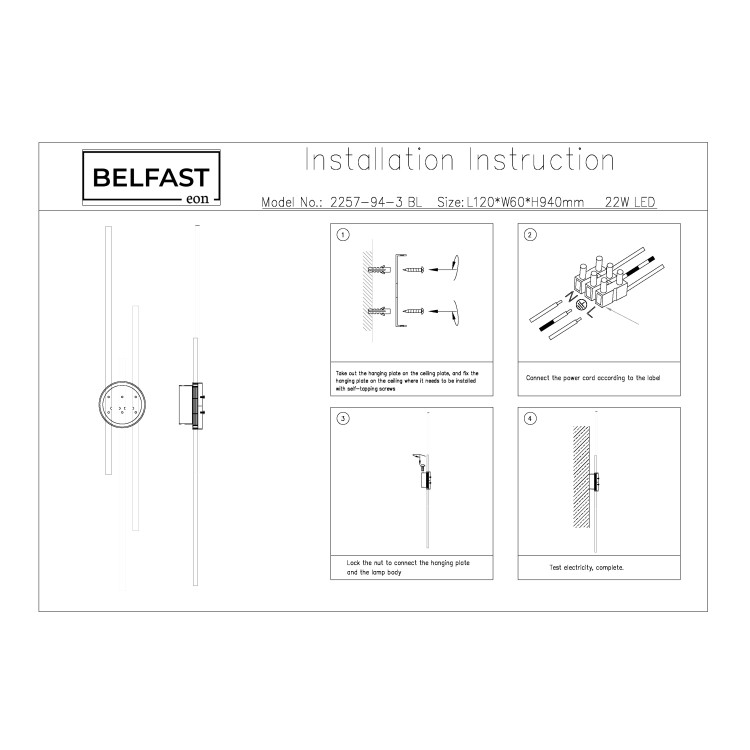 Светильник настенный Belfast Medway 2257-94-3 BL Черный